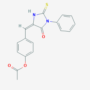 molecular formula C18H14N2O3S B316044 4-[(5-Oxo-1-phenyl-2-thioxo-4-imidazolidinylidene)methyl]phenyl acetate 