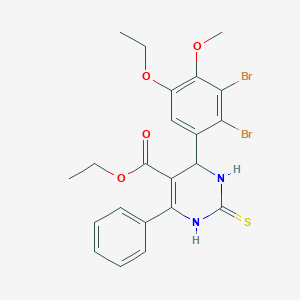 molecular formula C22H22Br2N2O4S B316045 Ethyl 4-(2,3-dibromo-5-ethoxy-4-methoxyphenyl)-6-phenyl-2-thioxo-1,2,3,4-tetrahydro-5-pyrimidinecarboxylate 