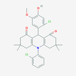 9-(2-chloro-4-hydroxy-5-methoxyphenyl)-10-(2-chlorophenyl)-3,3,6,6-tetramethyl-3,4,6,7,9,10-hexahydro-1,8(2H,5H)-acridinedione