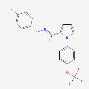 molecular formula C20H17F3N2O B3160476 (4-methylphenyl)-N-((E)-{1-[4-(trifluoromethoxy)phenyl]-1H-pyrrol-2-yl}methylidene)methanamine CAS No. 866049-75-4
