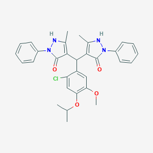 molecular formula C31H31ClN4O4 B316048 4-[(2-chloro-4-isopropoxy-5-methoxyphenyl)(5-hydroxy-3-methyl-1-phenyl-1H-pyrazol-4-yl)methyl]-5-methyl-2-phenyl-1,2-dihydro-3H-pyrazol-3-one 