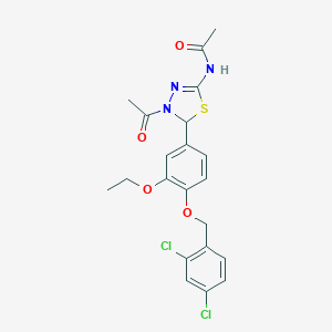 molecular formula C21H21Cl2N3O4S B316049 N-(4-acetyl-5-{4-[(2,4-dichlorobenzyl)oxy]-3-ethoxyphenyl}-4,5-dihydro-1,3,4-thiadiazol-2-yl)acetamide 