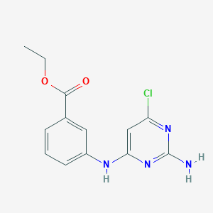 molecular formula C13H13ClN4O2 B3160491 Ethyl 3-[(2-amino-6-chloropyrimidin-4-yl)amino]benzoate CAS No. 866050-03-5