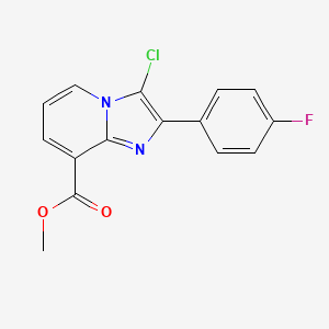 molecular formula C15H10ClFN2O2 B3160508 3-氯-2-(4-氟苯基)咪唑并[1,2-a]吡啶-8-甲酸甲酯 CAS No. 866051-13-0