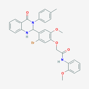 molecular formula C31H28BrN3O5 B316053 2-{5-bromo-2-methoxy-4-[3-(4-methylphenyl)-4-oxo-1,2,3,4-tetrahydro-2-quinazolinyl]phenoxy}-N-(2-methoxyphenyl)acetamide 