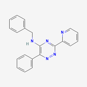 molecular formula C21H17N5 B3160535 N-benzyl-6-phenyl-3-(2-pyridinyl)-1,2,4-triazin-5-amine CAS No. 866051-76-5