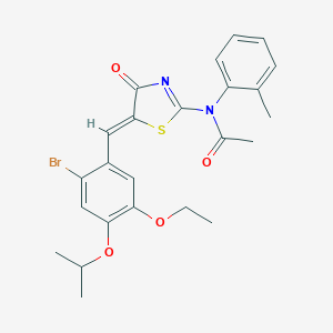 molecular formula C24H25BrN2O4S B316055 N-[5-(2-bromo-5-ethoxy-4-isopropoxybenzylidene)-4-oxo-4,5-dihydro-1,3-thiazol-2-yl]-N-(2-methylphenyl)acetamide 