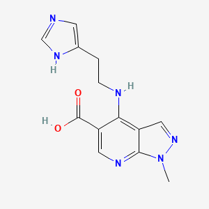 molecular formula C13H14N6O2 B3160551 4-{[2-(1H-imidazol-4-yl)ethyl]amino}-1-methyl-1H-pyrazolo[3,4-b]pyridine-5-carboxylic acid CAS No. 866131-68-2