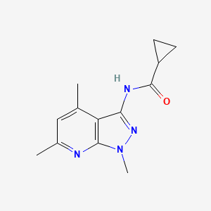 molecular formula C13H16N4O B3160558 N-(1,4,6-trimethyl-1H-pyrazolo[3,4-b]pyridin-3-yl)cyclopropanecarboxamide CAS No. 866131-72-8