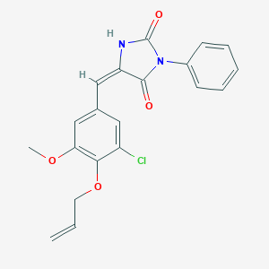 molecular formula C20H17ClN2O4 B316057 5-[4-(Allyloxy)-3-chloro-5-methoxybenzylidene]-3-phenyl-2,4-imidazolidinedione 