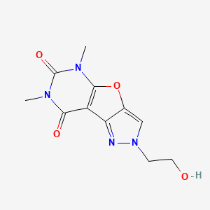 molecular formula C11H12N4O4 B3160572 2-(2-hydroxyethyl)-5,7-dimethyl-2H-pyrazolo[3',4':4,5]furo[2,3-d]pyrimidine-6,8(5H,7H)-dione CAS No. 866132-03-8