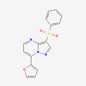 molecular formula C16H11N3O3S B3160580 7-(2-Furyl)-3-(phenylsulfonyl)pyrazolo[1,5-a]pyrimidine CAS No. 866132-17-4