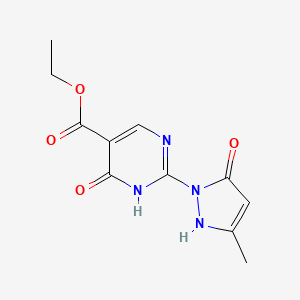 molecular formula C11H12N4O4 B3160582 2-(5-methyl-3-oxo-1H-pyrazol-2-yl)-6-oxo-1H-pyrimidine-5-carboxylic acid ethyl ester CAS No. 866133-57-5