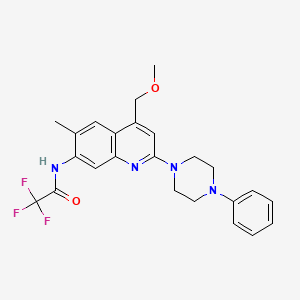 molecular formula C24H25F3N4O2 B3160590 2,2,2-trifluoro-N-[4-(methoxymethyl)-6-methyl-2-(4-phenylpiperazin-1-yl)quinolin-7-yl]acetamide CAS No. 866134-27-2