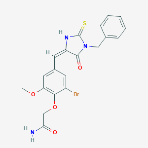 2-{4-[(1-Benzyl-5-oxo-2-thioxo-4-imidazolidinylidene)methyl]-2-bromo-6-methoxyphenoxy}acetamide