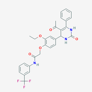 molecular formula C29H26F3N3O5 B316062 2-[4-(5-acetyl-2-oxo-6-phenyl-1,2,3,4-tetrahydro-4-pyrimidinyl)-2-ethoxyphenoxy]-N-[3-(trifluoromethyl)phenyl]acetamide 