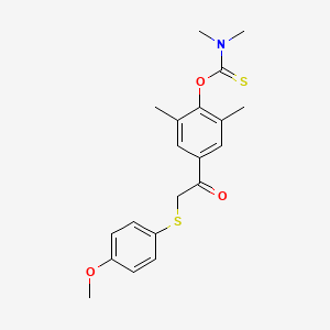 molecular formula C20H23NO3S2 B3160620 O-(4-{2-[(4-methoxyphenyl)sulfanyl]acetyl}-2,6-dimethylphenyl) N,N-dimethylcarbamothioate CAS No. 866136-16-5