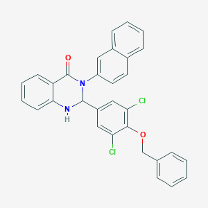 molecular formula C31H22Cl2N2O2 B316063 2-[4-(benzyloxy)-3,5-dichlorophenyl]-3-(2-naphthyl)-2,3-dihydro-4(1H)-quinazolinone 