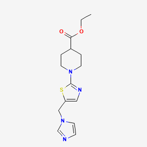 molecular formula C15H20N4O2S B3160633 ethyl 1-[5-(1H-imidazol-1-ylmethyl)-1,3-thiazol-2-yl]-4-piperidinecarboxylate CAS No. 866137-09-9