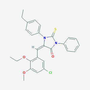 molecular formula C27H25ClN2O3S B316064 5-(5-Chloro-2-ethoxy-3-methoxybenzylidene)-1-(4-ethylphenyl)-3-phenyl-2-thioxo-4-imidazolidinone 