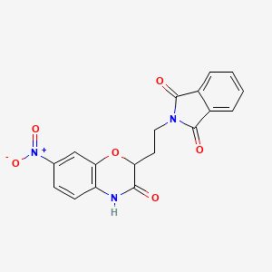 molecular formula C18H13N3O6 B3160650 2-[2-(7-nitro-3-oxo-3,4-dihydro-2H-1,4-benzoxazin-2-yl)ethyl]-1H-isoindole-1,3(2H)-dione CAS No. 866137-75-9