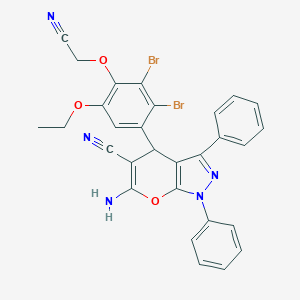 molecular formula C29H21Br2N5O3 B316066 6-amino-4-[2,3-dibromo-4-(cyanomethoxy)-5-ethoxyphenyl]-1,3-diphenyl-4H-pyrano[2,3-c]pyrazole-5-carbonitrile 