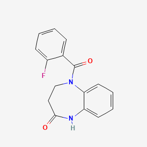 molecular formula C16H13FN2O2 B3160681 5-(2-fluorobenzoyl)-1,3,4,5-tetrahydro-2H-1,5-benzodiazepin-2-one CAS No. 866138-21-8