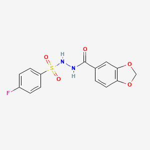 molecular formula C14H11FN2O5S B3160685 N'-(1,3-苯并二氧杂环-5-基羰基)-4-氟苯磺酰肼 CAS No. 866138-29-6
