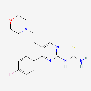 molecular formula C17H20FN5OS B3160700 N-[4-(4-fluorophenyl)-5-(2-morpholinoethyl)-2-pyrimidinyl]thiourea CAS No. 866142-55-4
