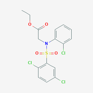 molecular formula C16H14Cl3NO4S B3160728 Ethyl 2-{2-chloro[(2,5-dichlorophenyl)sulfonyl]anilino}acetate CAS No. 866143-45-5