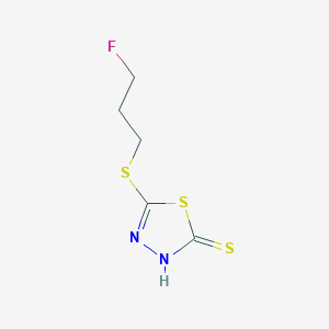 molecular formula C5H7FN2S3 B3160739 5-[(3-Fluoropropyl)sulfanyl]-1,3,4-thiadiazol-2-ylhydrosulfide CAS No. 866144-12-9