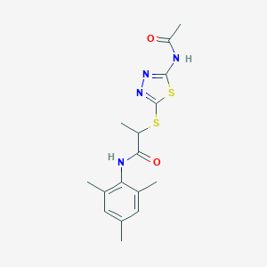 molecular formula C16H20N4O2S2 B316074 2-{[5-(acetylamino)-1,3,4-thiadiazol-2-yl]sulfanyl}-N-mesitylpropanamide 