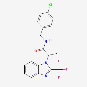 molecular formula C18H15ClF3N3O B3160749 N-(4-chlorobenzyl)-2-[2-(trifluoromethyl)-1H-1,3-benzimidazol-1-yl]propanamide CAS No. 866144-29-8