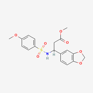 molecular formula C18H19NO7S B3160755 3-(1,3-苯并二氧杂环-5-基)-3-{[(4-甲氧苯基)磺酰基]氨基}丙酸甲酯 CAS No. 866144-34-5