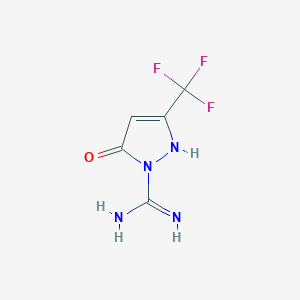 molecular formula C5H5F3N4O B3160794 5-oxo-3-(trifluoromethyl)-2,5-dihydro-1H-pyrazole-1-carboximidamide CAS No. 866145-56-4