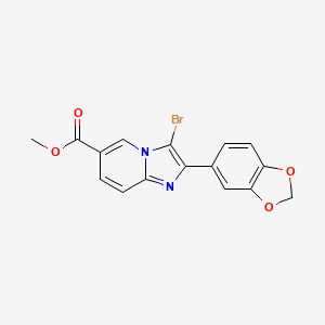 molecular formula C16H11BrN2O4 B3160802 Methyl 2-(1,3-benzodioxol-5-yl)-3-bromoimidazo[1,2-a]pyridine-6-carboxylate CAS No. 866145-72-4