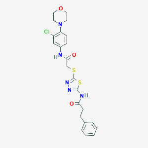 molecular formula C23H24ClN5O3S2 B316082 N-[5-({2-[3-chloro-4-(4-morpholinyl)anilino]-2-oxoethyl}sulfanyl)-1,3,4-thiadiazol-2-yl]-3-phenylpropanamide 