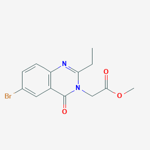molecular formula C13H13BrN2O3 B3160831 methyl 2-[6-bromo-2-ethyl-4-oxo-3(4H)-quinazolinyl]acetate CAS No. 866151-29-3