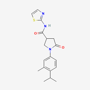 molecular formula C18H21N3O2S B3160850 1-(4-isopropyl-3-methylphenyl)-5-oxo-N-(1,3-thiazol-2-yl)-3-pyrrolidinecarboxamide CAS No. 866153-54-0