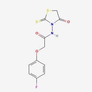 molecular formula C11H9FN2O3S2 B3160865 2-(4-fluorophenoxy)-N-(4-oxo-2-thioxo-1,3-thiazolan-3-yl)acetamide CAS No. 866154-52-1