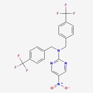 molecular formula C20H14F6N4O2 B3160899 5-nitro-N,N-bis[4-(trifluoromethyl)benzyl]-2-pyrimidinamine CAS No. 866155-02-4