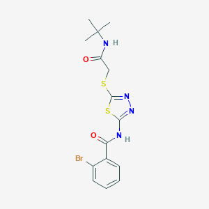 molecular formula C15H17BrN4O2S2 B316092 2-bromo-N-(5-{[2-(tert-butylamino)-2-oxoethyl]sulfanyl}-1,3,4-thiadiazol-2-yl)benzamide 