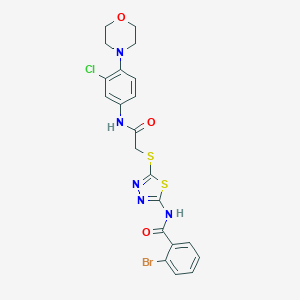 molecular formula C21H19BrClN5O3S2 B316095 2-bromo-N-{5-[(2-{[3-chloro-4-(morpholin-4-yl)phenyl]amino}-2-oxoethyl)sulfanyl]-1,3,4-thiadiazol-2-yl}benzamide 