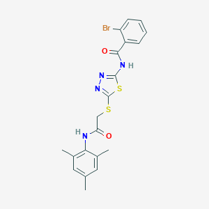 molecular formula C20H19BrN4O2S2 B316098 2-bromo-N-(5-((2-(mesitylamino)-2-oxoethyl)thio)-1,3,4-thiadiazol-2-yl)benzamide 