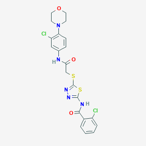 molecular formula C21H19Cl2N5O3S2 B316103 2-chloro-N-[5-({2-[3-chloro-4-(4-morpholinyl)anilino]-2-oxoethyl}sulfanyl)-1,3,4-thiadiazol-2-yl]benzamide 