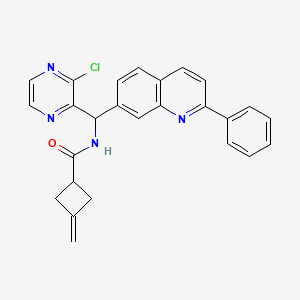 molecular formula C26H21ClN4O B3161057 N-((3-chloropyrazin-2-yl)(2-phenylquinolin-7-yl)methyl)-3-methylenecyclobutanecarboxamide CAS No. 867163-52-8