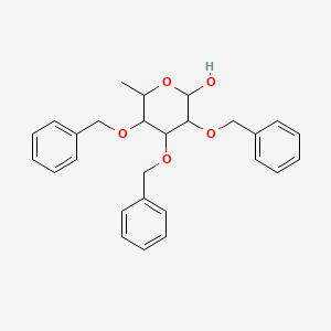 molecular formula C27H30O5 B3161091 6-Methyl-3,4,5-tris(phenylmethoxy)oxan-2-ol CAS No. 86795-38-2