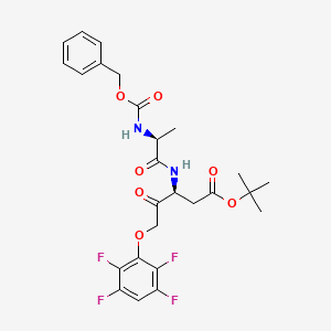 molecular formula C26H28F4N2O7 B3161148 戊酸，4-氧代-3-[[(2S)-1-氧代-2-[[(苯甲氧基)羰基]氨基]丙基]氨基]-5-(2,3,5,6-四氟苯氧基)-，1,1-二甲基乙酯，(3S)- CAS No. 868565-57-5