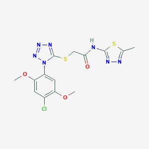 2-{[1-(4-chloro-2,5-dimethoxyphenyl)-1H-tetraazol-5-yl]sulfanyl}-N-(5-methyl-1,3,4-thiadiazol-2-yl)acetamide