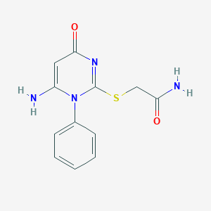 molecular formula C12H12N4O2S B316118 2-[(6-Amino-4-oxo-1-phenyl-1,4-dihydropyrimidin-2-yl)sulfanyl]acetamide 